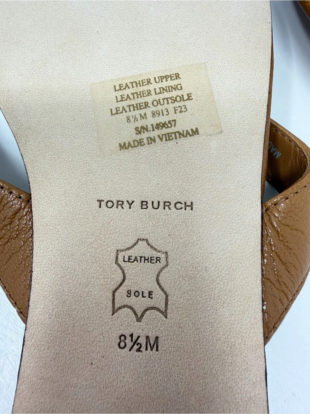 Tory Burch Classic Flip Flop Leather Camel Brown Size 8.5